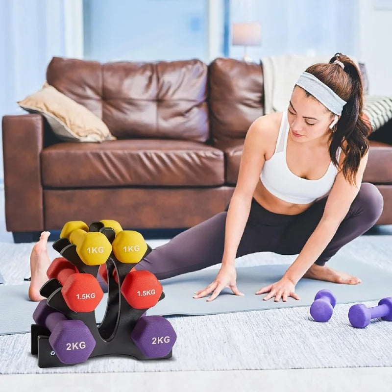 Weight Rack for Dumbbells 3 Tier, PP Dumbell Rack Compact Weight Holders for Free Weights Small Weight Storage Rack for Home Gym