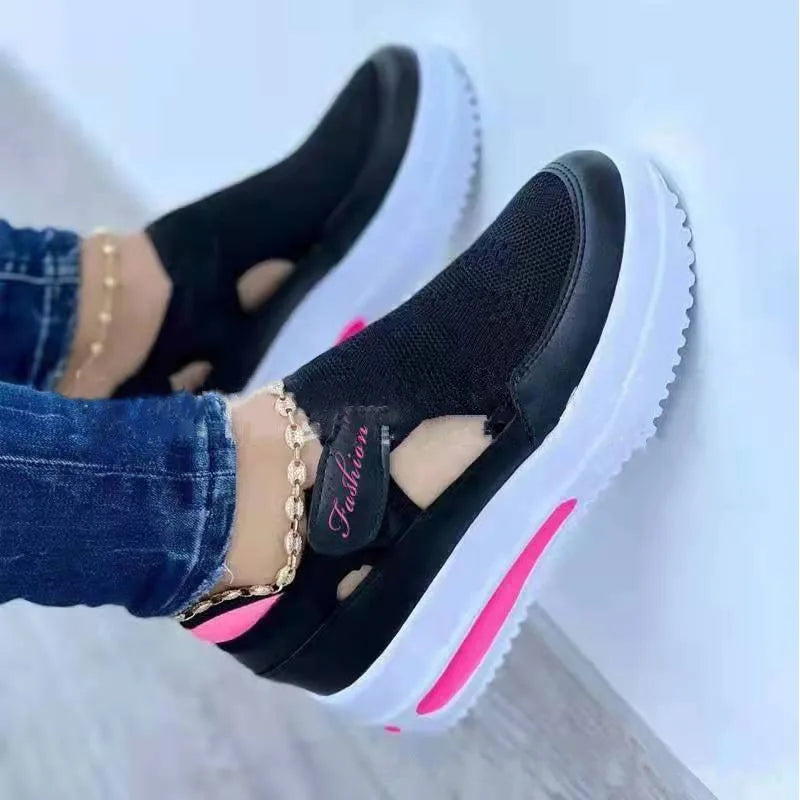 Women's Shoes 2023 Autumn New Breathable Mesh Shoes Wedge Casual Sports Shoes 43 Size Non Slip Women's Vulcanized Single Shoes