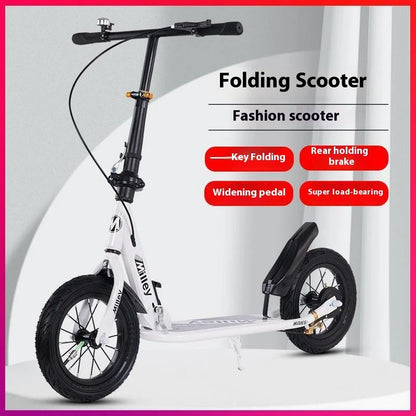 Adult Handbrake Scooter For Teens To Work Big Wheel Two-wheel Foldable Urban Campus Mobility Scooter Hot New