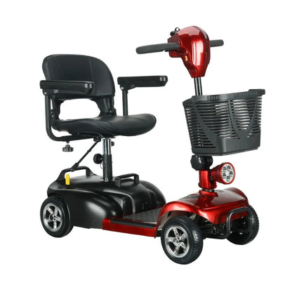 Portable Folding Mobility Scooter 250W 24V Elderly 4 Wheel Mobility Electric Scooter with Basket Lightweight E-bike Long Range