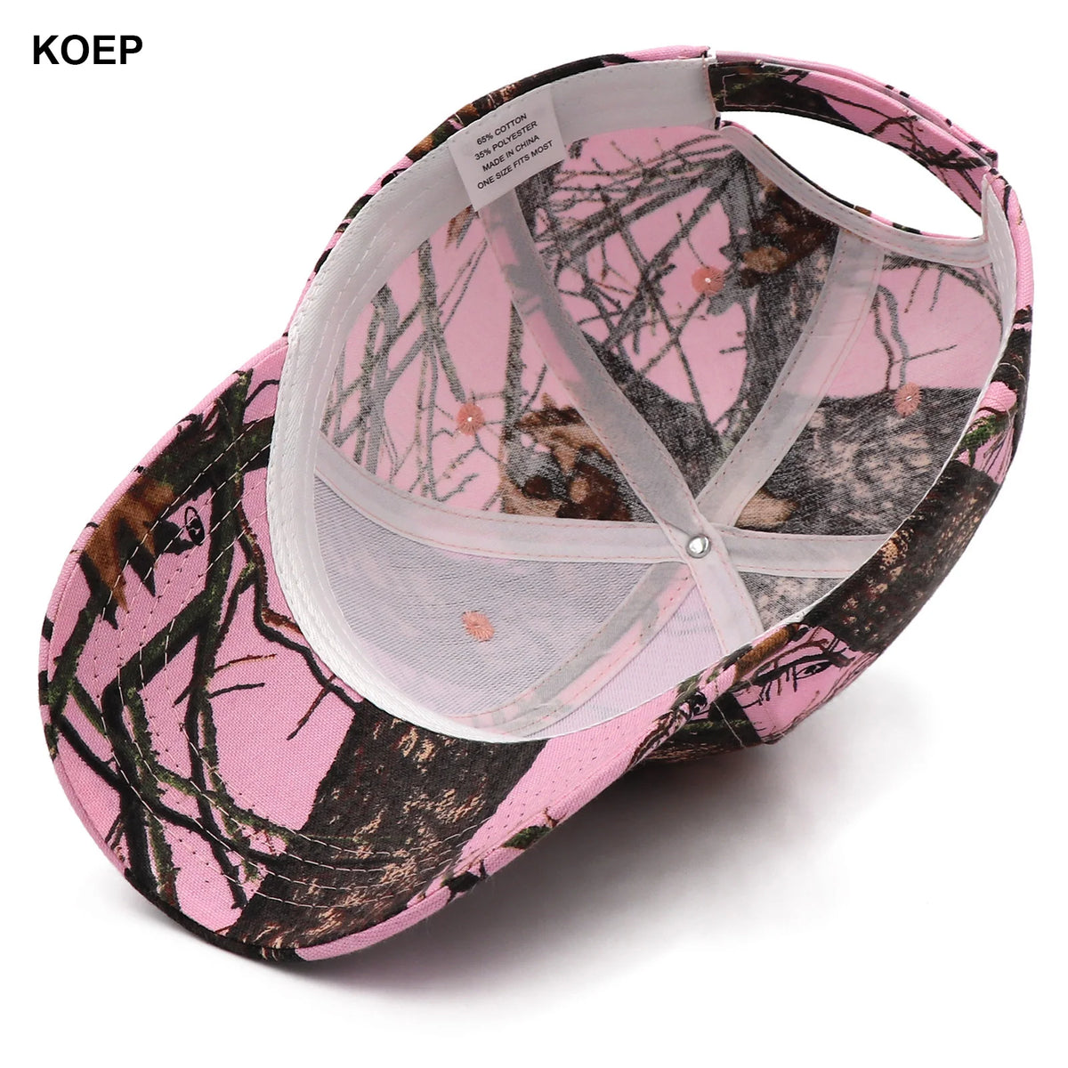 KOEP Oak Tree Pink Camo Hunting Fishing Baseball Caps Camouflage Hats Suitable For Women's Outdoor Sports