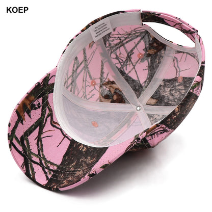 KOEP Oak Tree Pink Camo Hunting Fishing Baseball Caps Camouflage Hats Suitable For Women's Outdoor Sports