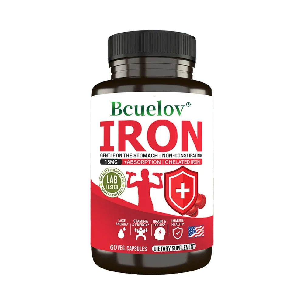 Iron Supplements - Help Maintain A Healthy Immune System and Brain Health, Boost Energy Levels and Fight Fatigue, Relieve Anemia