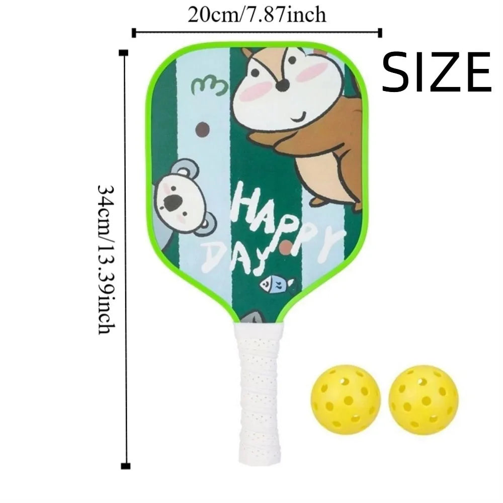Cartoon Children's Pickleball Set Lightweight Durable 's Pickleball Set Non-Slip Grip 2 Balls Pickleball Paddle Set