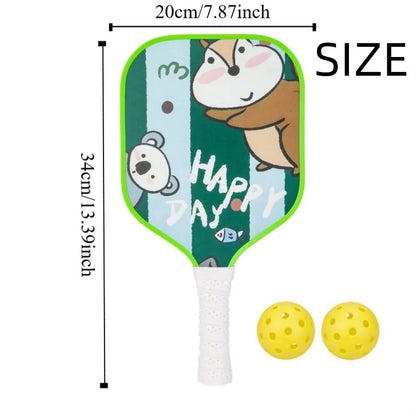 Cartoon Children's Pickleball Set Lightweight Durable 's Pickleball Set Non-Slip Grip 2 Balls Pickleball Paddle Set