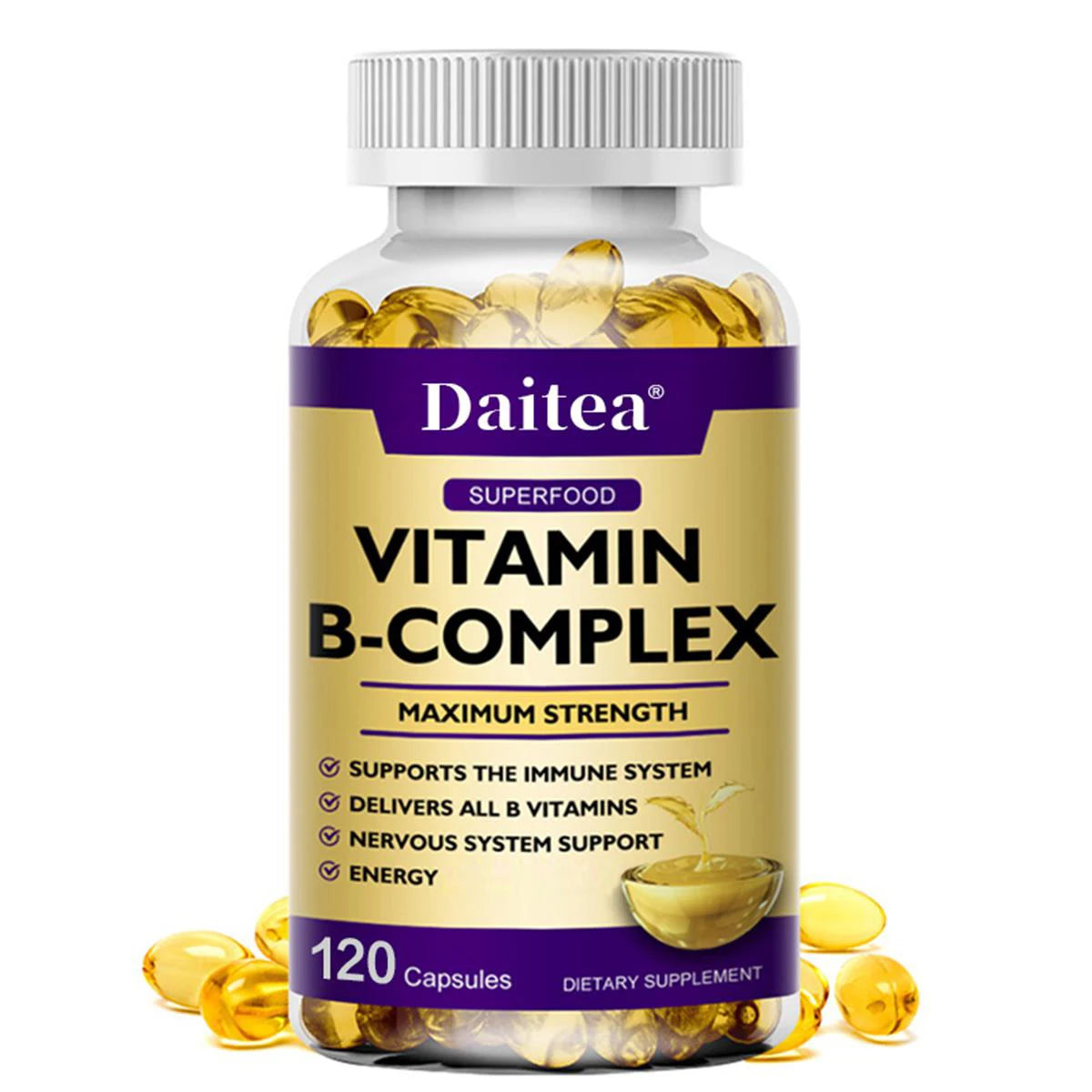 Vitamin B Complex - Immune Support Supplement, Promotes Brain Health and Nervous System, Boosts Energy and Improves Alertness