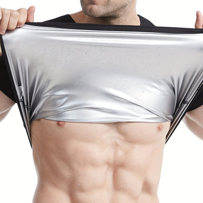 Sauna Sweat Suit Shapewear Top Short Sleeves Men Performance T-Shirt Comfortable Workout Tee Men's Body