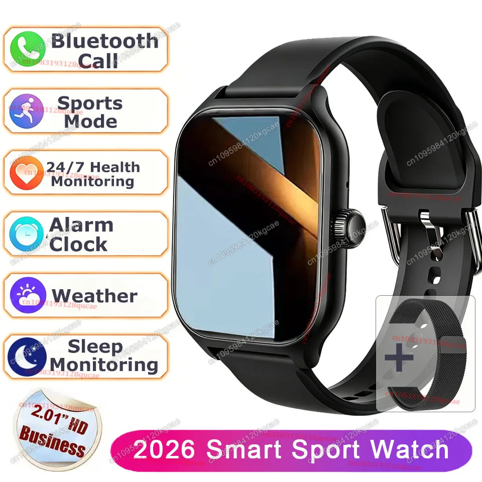 Smart Watch Men 2.01'' AMOLED Screen Waterproof Multiple Sport Mode Fitness HD Bluetooth Call Smartwatch Men Women Bracelet Ht30