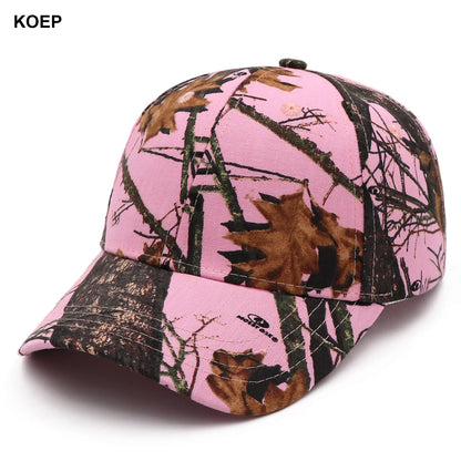 KOEP Oak Tree Pink Camo Hunting Fishing Baseball Caps Camouflage Hats Suitable For Women's Outdoor Sports