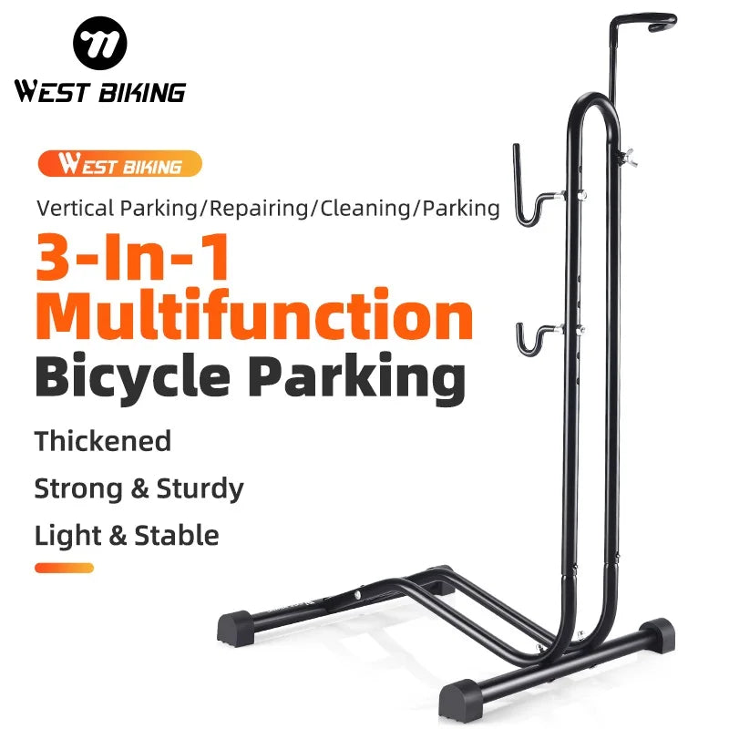 WEST BIKING 3 In 1 Bicycle Parking Rack Multifunctional Bike Indoor Garage Storage Stand MTB Road Bike Maintenance Repair Stand
