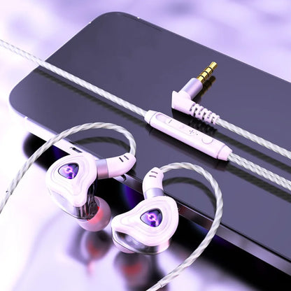 Music Earphones 3.5mm Esports Wired Earphone Elbow HiFi Stereo in Ear Earphones Microphone Surround Bass Wired Headset Running