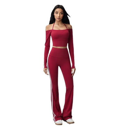 Yoga Tops for Women Long Sleeve Workout Shirts Gym T-shirts Off Shoulder Jogging Tights Activewear