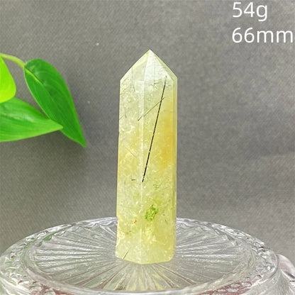 1PC Natural Green Grape Black Hair Crystal Tower Crystal Obelisk for Meditation Chakra Home Decor Magic Gemstone