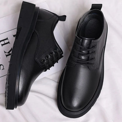 Men's Business Casual Breathable Shoes Spring 2026 New Style Leisure Leather Shoes Increased Height Inner Design British Style