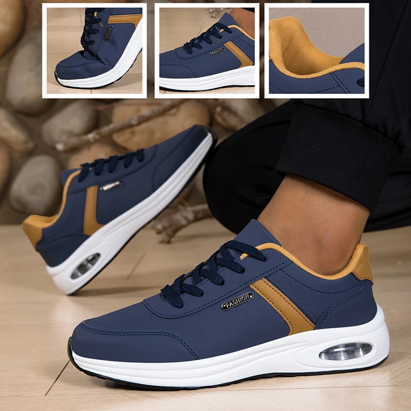 2026 New Walking Sports Shoes Leather Waterproof Casual Sports Shoes Non-slip Shock Absorption Running Shoes Men's Tennis Shoes