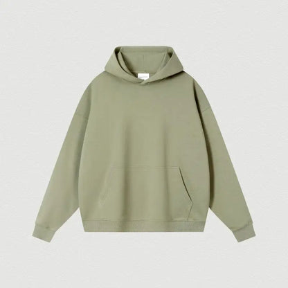Custom LOGO 400GSM Oversized Frency Terry  Autumn Winter Casual Cotton Men Woven Top Solid Color Hoodies Sweatshirt Streatwear