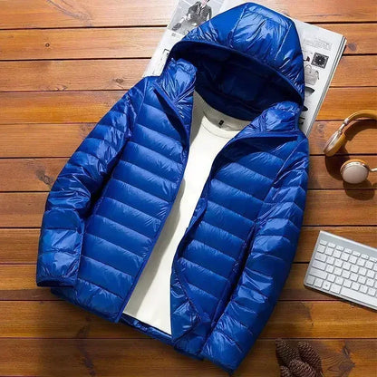 Thin Lightweight Cotton-padded Cropped Jacket Men's Autumn/winter New Style Trendy Stand Collar Youth Ultra-thin Coat