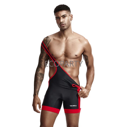 Gym Workout Mens Undershirts Bodysuit Wrestling Singlet Fitness Workout Running Vest Bodywear Underwear Bodybuilding Jumpsuit