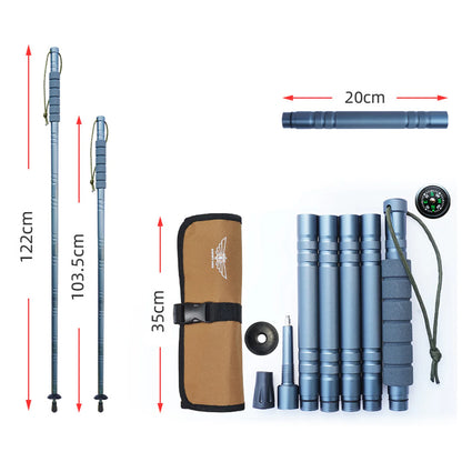 Multifunctional Aluminum Alloy Trekking Poles Durable Lightweight Adjustable Walking Sticks For Outdoor Hiking Camping