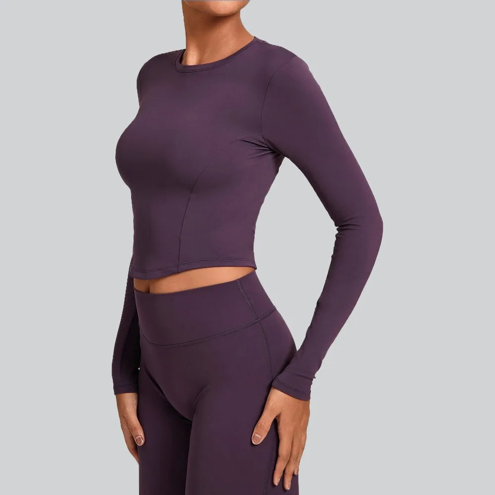 Gym Workout Top Women's Winter Tight-Fitting Long-Sleeved Yoga Sports Fitness Clothes Pilates Running Sports Long-Sleeved Tops