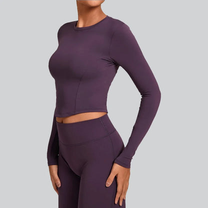 Gym Workout Top Women's Winter Tight-Fitting Long-Sleeved Yoga Sports Fitness Clothes Pilates Running Sports Long-Sleeved Tops