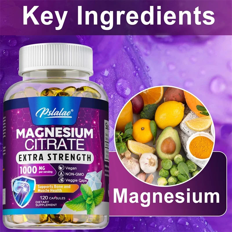 Magnesium Citrate Supplement - Supports Heart, Muscle, Nerve, Bone Health, Promote Energy Metabolism, Gut Digestion