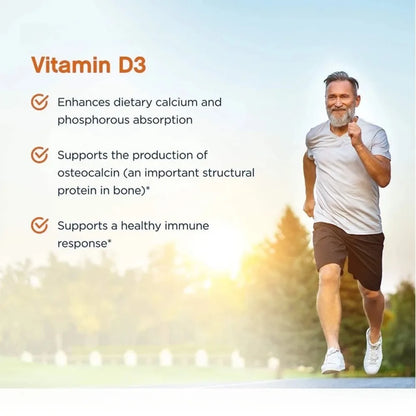 Vitamin D3 - Promotes Healthy Muscle Function and Immune Support, Strong Bones and Nervous System Health, 120 Capsules