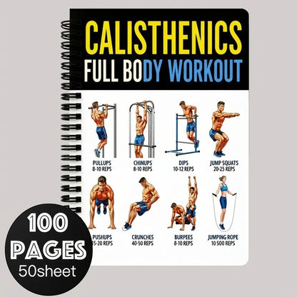 Calisthenics Bodyweight Training Guide Book Full Body Workout Exercise Learning Daily Log Card for Beginners Health Fitness