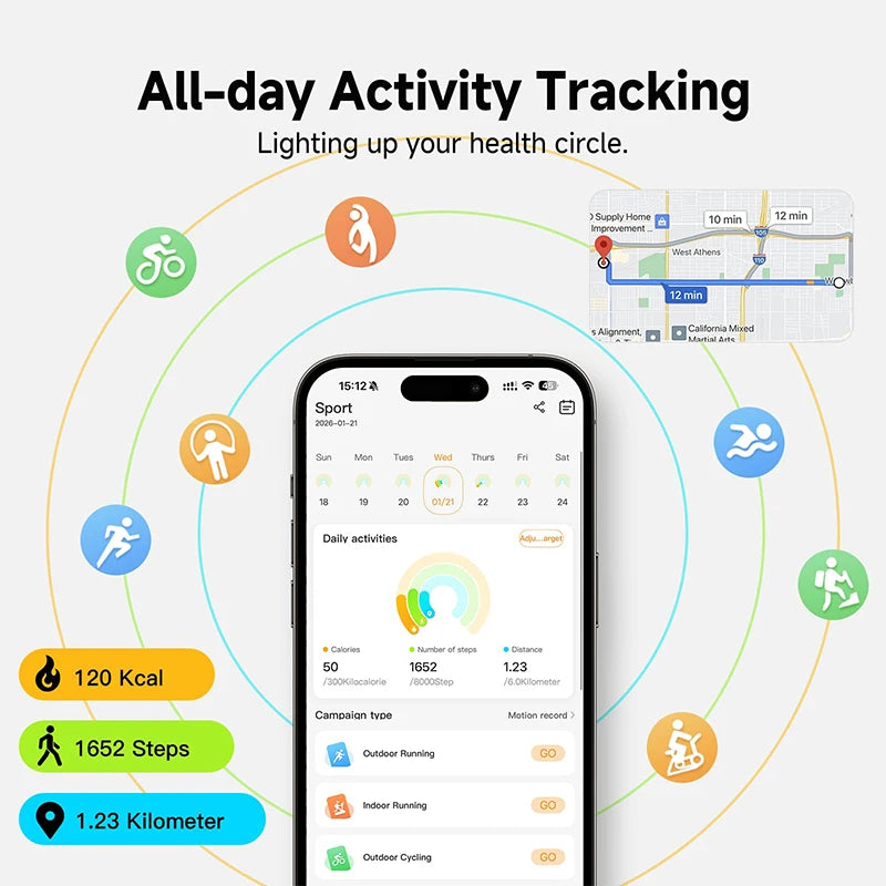 2026 New Intelligent Fitness Tracker for Men and Women Sleep Monitoring 170+Sports Modes Couple Fitness Gift IPX8 SmartBracelet