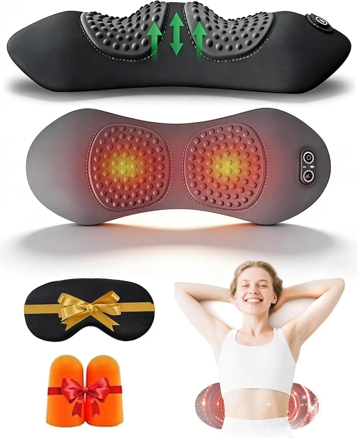 Back Massager  3-in-1 Design with Vibration Back Pain Relief, 135° Ergonomic Contour, Skin-Friendly Fabric & One-Touch Control
