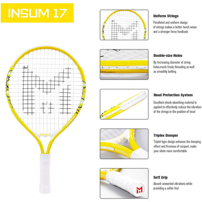 17" Lightweight Kids Tennis Rackets for Aged 2-3,with 1 Tennis Racket and Shoulder Strap Bag Outdoor/Indoor Sports Tennis Raquet
