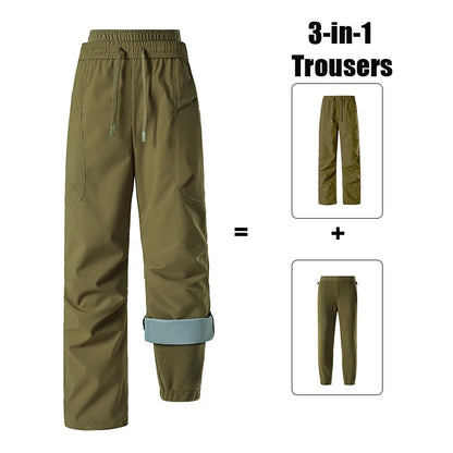 Unisex Hiking Pants Male Outdoor Detachable 3 In 1 Windproof Waterproof Climbing Trousers Women Breathable Camping Skiing Pants