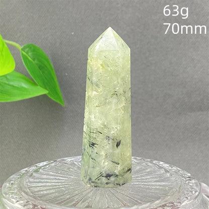 1PC Natural Green Grape Black Hair Crystal Tower Crystal Obelisk for Meditation Chakra Home Decor Magic Gemstone
