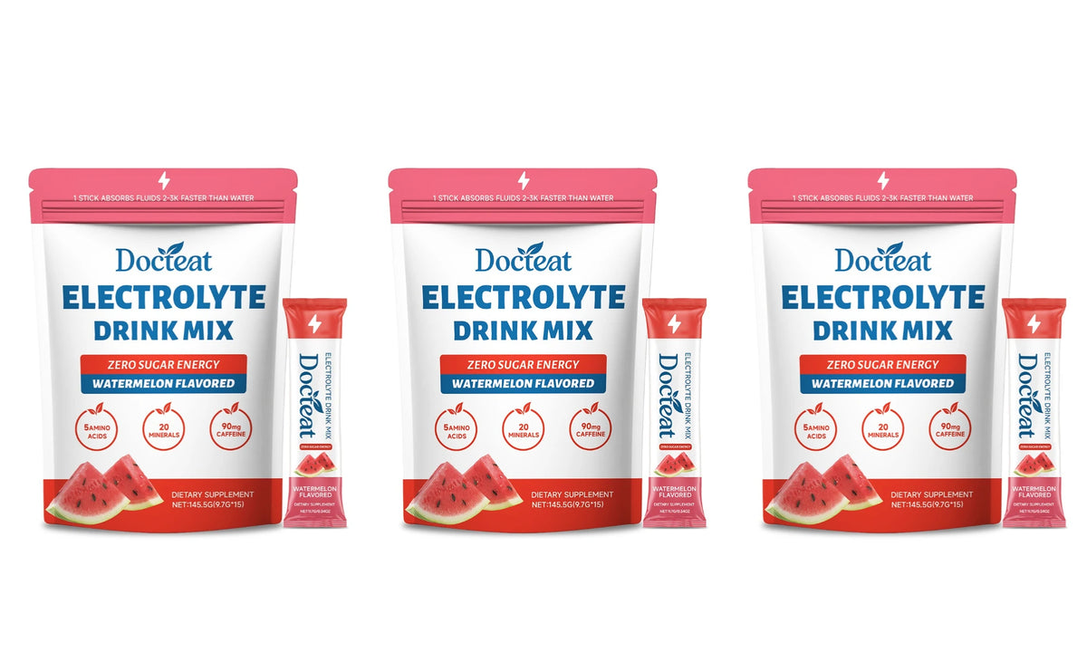 Electrolyte Drink Mix Zero Sugar Hydration Energy Support with Electrolytes Amino Acids Watermelon Flavor 15 Sticks