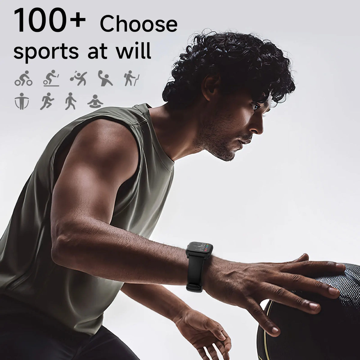 Smart Watch for Men 1.83 inch Screen 100+ Sports Modes Wireless Call Flashlight IP68 Waterproof Sleep Monitoring Sport Smartwat