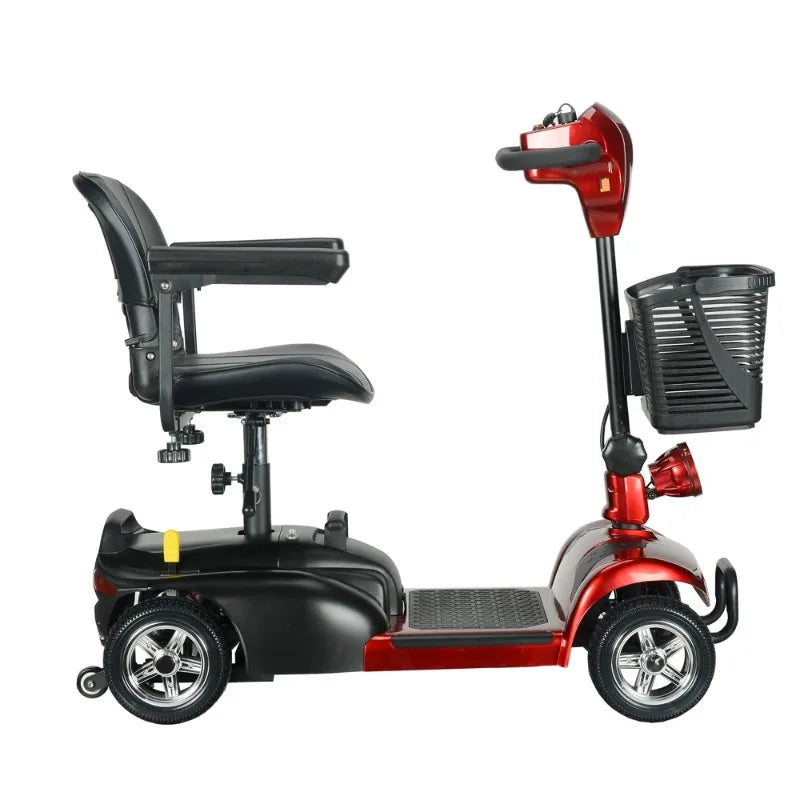 Portable Folding Mobility Scooter 250W 24V Elderly 4 Wheel Mobility Electric Scooter with Basket Lightweight E-bike Long Range