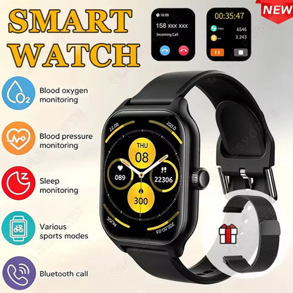 Smart watch with full touch screen, call, message reminder, music control and other functions, compatible with iPhone/android mo