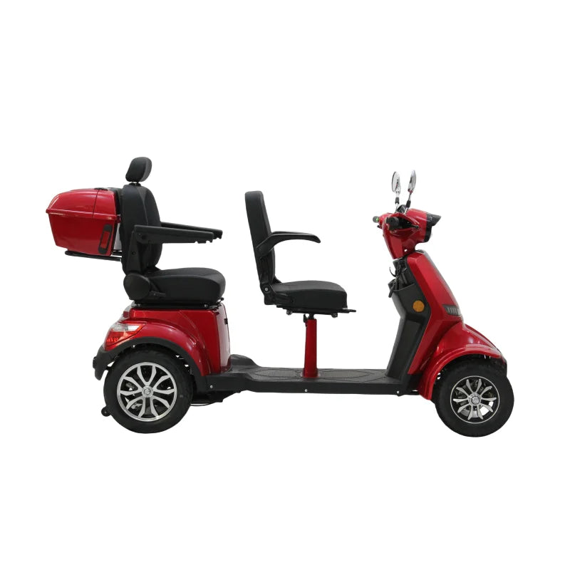 1000W 2 Seater Electric Mobility Scooter for Seniors Adults 4 Wheel Disabled Scooter with Tail Box High Power Quad Moped Motor