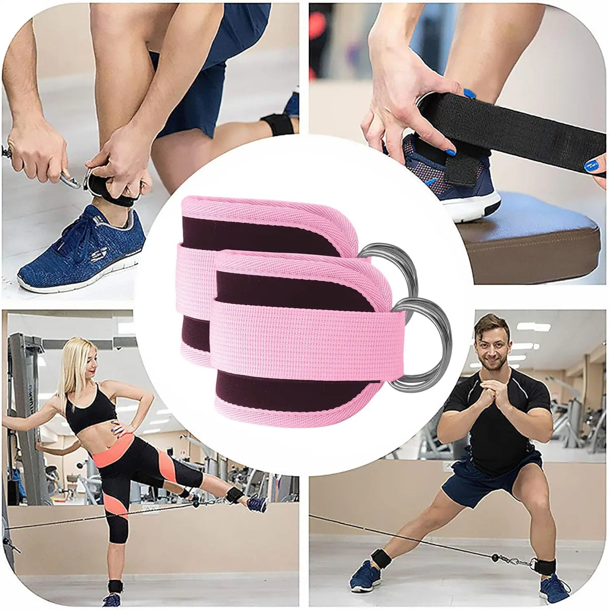 Cable Ankle Straps Double D-Ring Ankle Cuffs For Gym Workouts Glutes Legs Strength Training Brace Support Sport Safety Abductors