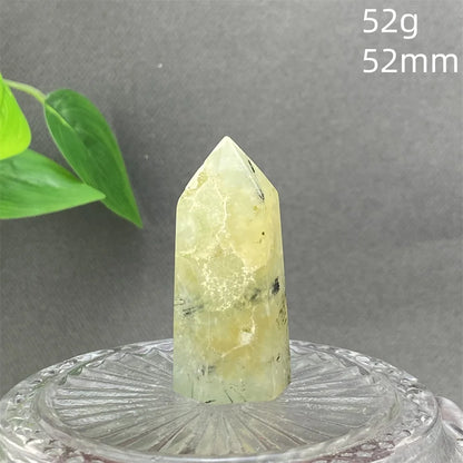 1PC Natural Green Grape Black Hair Crystal Tower Crystal Obelisk for Meditation Chakra Home Decor Magic Gemstone