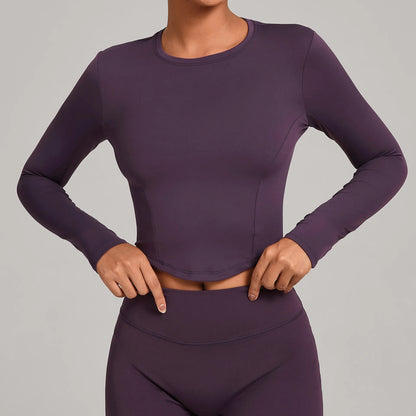 Gym Workout Top Women's Winter Tight-Fitting Long-Sleeved Yoga Sports Fitness Clothes Pilates Running Sports Long-Sleeved Tops
