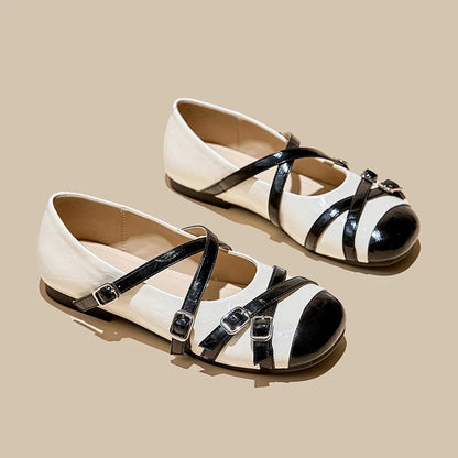 2026 New Women's Mary Jane Shoes Stylish Cross-Strap Flat Shoes Women Comfortable Ballet Frail Shoes for Spring and Autumn