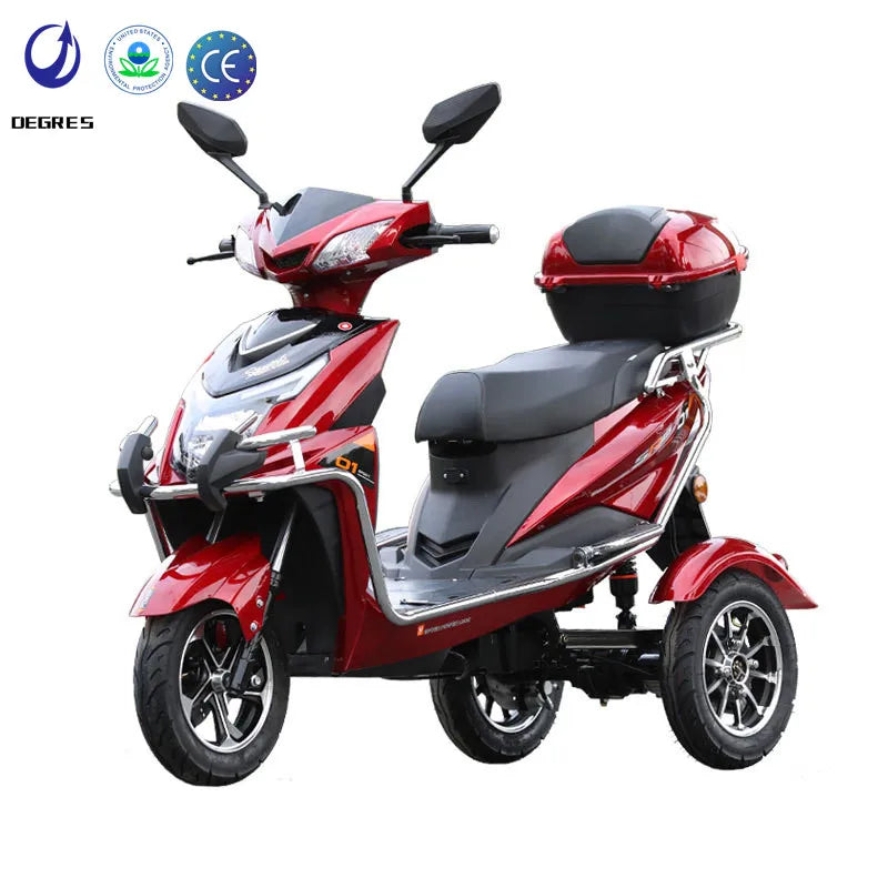 Electric Mobility Tricycle for Disabled Handicapped,3 Wheel Passenger Electric Scooter for Seniors, Heavy Duty Trike with Trunk