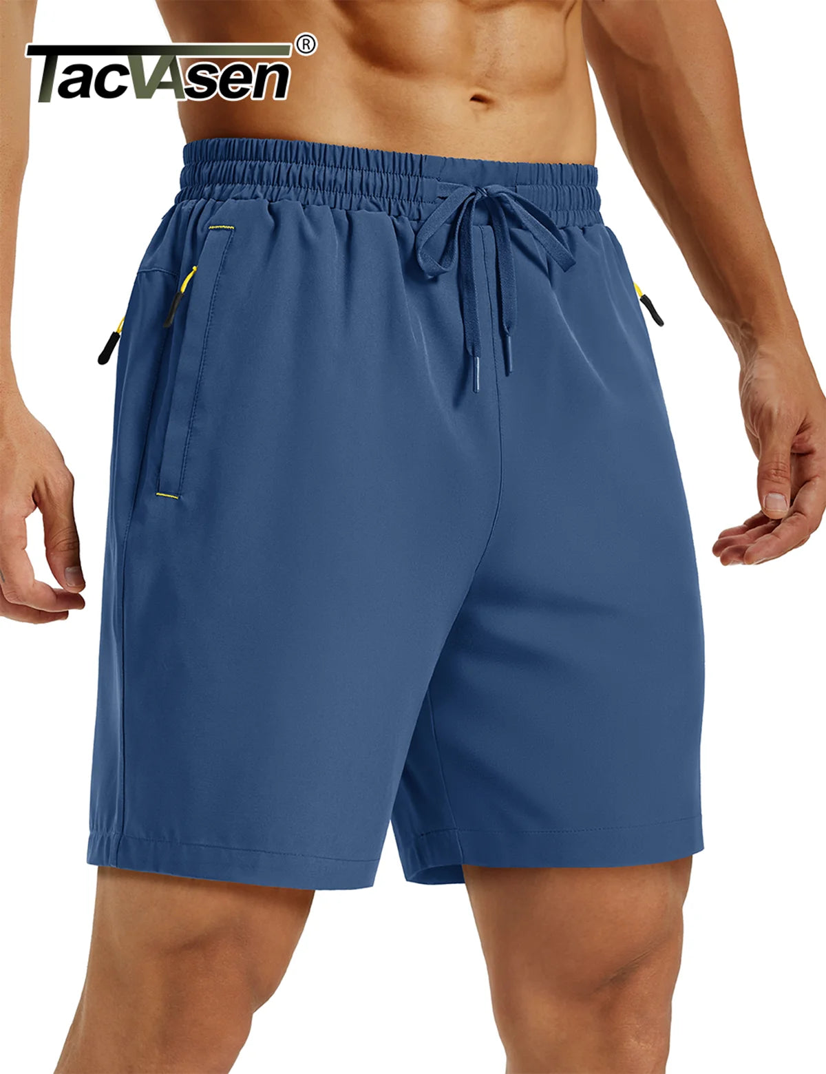 TACVASEN Mens Hiking Shorts Summer 7" Quick Dry Lightweight 3 Zipper Pockets Workout Gym Fitness Athletic Running Shorts Male