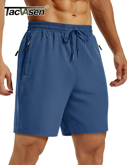 TACVASEN Mens Hiking Shorts Summer 7" Quick Dry Lightweight 3 Zipper Pockets Workout Gym Fitness Athletic Running Shorts Male