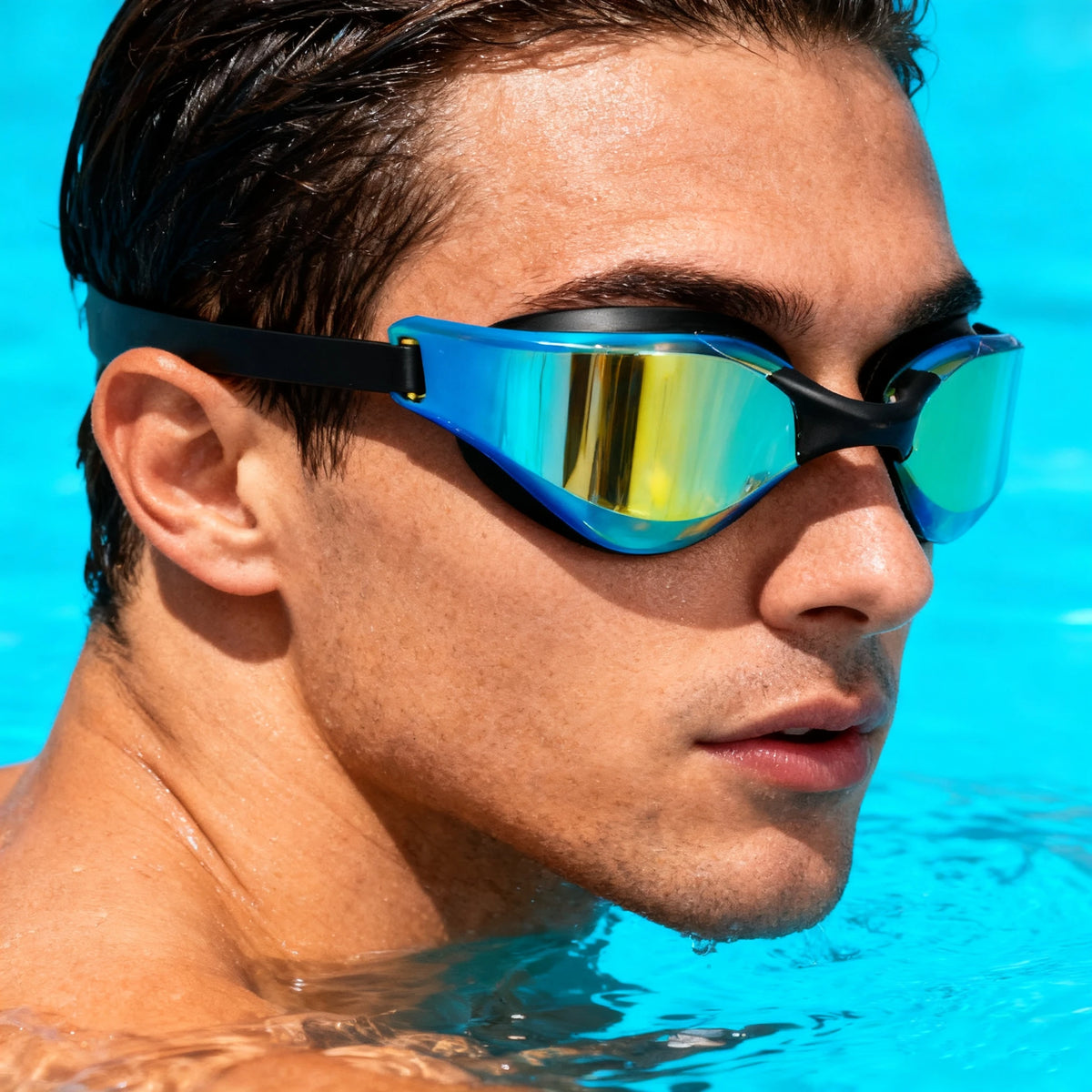 Professional Adult Racing Swim Goggles - High Definition, Waterproof, Anti-Fog, Wide-Angle Lenses with Adjustable Strap