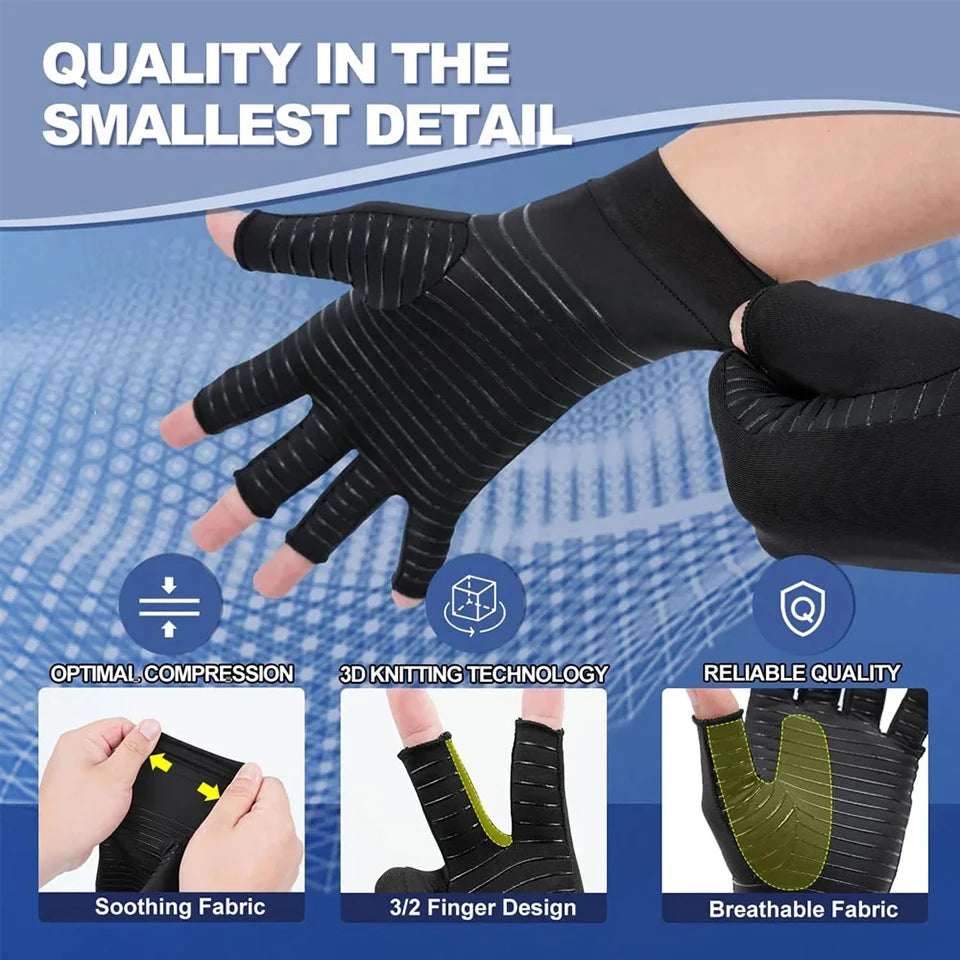 GTUBIKE 1Pair Copper Arthritis Gloves for Hand Pain Relief,Rheumatoid Osteoarthritis,Swelling, Carpal Tunnel, Compression Gloves