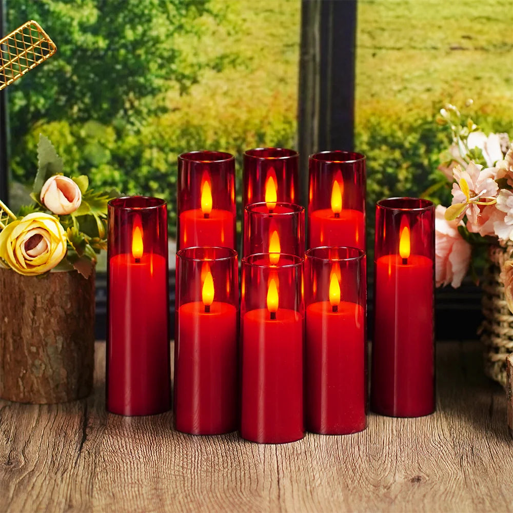 9 Acrylic Flameless LED Electronic Candles Timer Dimmable Flickering Safe Gift Hanukkah Diwali Ramadan Prayer Meditation Candle