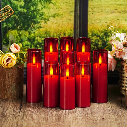 9 Acrylic Flameless LED Electronic Candles Timer Dimmable Flickering Safe Gift Hanukkah Diwali Ramadan Prayer Meditation Candle