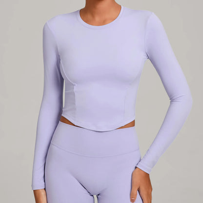 Gym Workout Top Women's Winter Tight-Fitting Long-Sleeved Yoga Sports Fitness Clothes Pilates Running Sports Long-Sleeved Tops